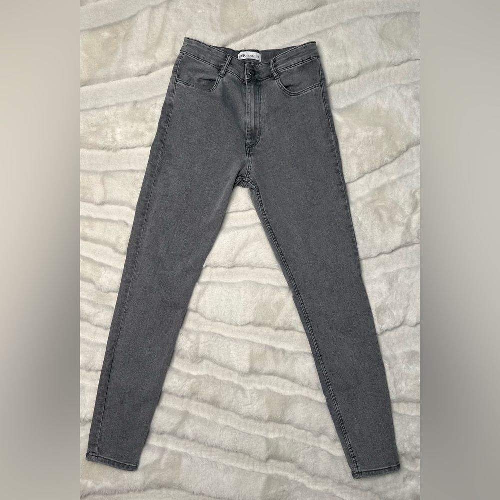 Zara Grey high-waisted skinny jeans